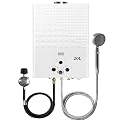 Eccotemp 20L Portable Propane Gas Tankless Water Heater, 5.26 GPM Instant Hot Water, Digital Display, Overheat Protection, White, Ideal for RV, Camping, Boat, Cabin