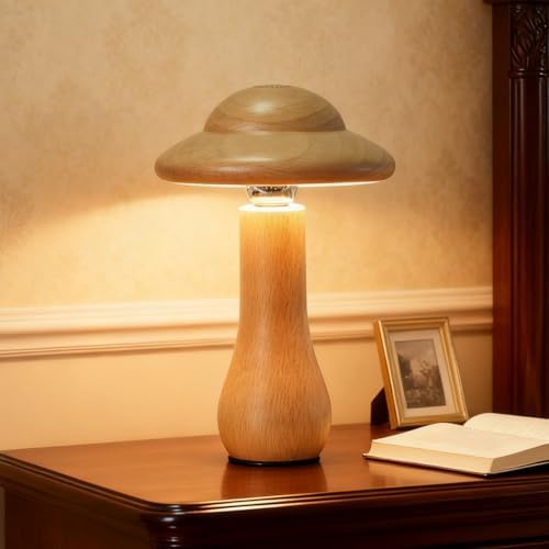 LONRISWAY Portable Cordless Touch Switch Small Wooden Mushroom La...