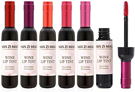 BRIMFULITE Wine Liquid Lip Gloss, Lasting Make Up Gloss Matte Lip Tint Wine Bottle Cover, Waterproof, Valentine's Day Gift Kit Ideas for Girlfriends, ​Moms (Six Colors)