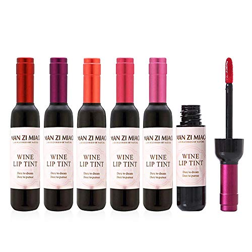 Brimfulite Wine Liquid Lip Gloss, Lasting Make Up Gloss Matte Lip Tint Wine Bottle Cover, Waterproof, Valentine's Day Gift Kit Ideas For Girlfriends, ​Moms (Six Colors) #TOP26