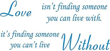 Picniva Blue 22" X 10" Love Without Quote Wall Sticker Paper Quote Decal Art Decor