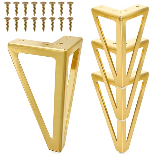 WRINGKIT 6 Inch Gold Furniture Legs Set of 4 Modern Metal Furniture Feet with Floor Protectors Heavy Duty Table Dresser Legs for Cabinet Sofa Feet DIY Replacement Max Load 1322 Lbs
