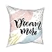 Funda de cojín con diseño de frase Dream More para decoración de fondo abstracto rosa azul trazos funda de almohada decorativa para el hogar para sala de estar, sofá de 45 x 45 cm