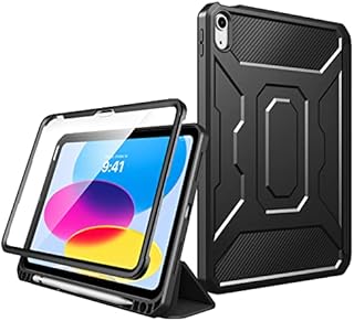 MoKo for New iPad 10th Generation Case 2022 iPad 10.9 Inch Case, iPad 10 Case with Screen Protector, Built-in Pencil Holder Full-Body Shockproof for iPad 10th 2022 Gen Release, Support Touch ID,Black