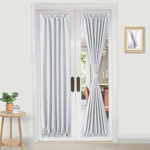 DWCN French Door Curtains &ndash; Rod Pocket Thermal Curtain for Doors with Glass Window, Kitchen and...