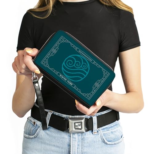 Buckle-Down Nickelodeon Wallet, Zip Around, Avatar the Last Airbender Waterbending Water Tribe Icon Blues, Vegan Leather4
