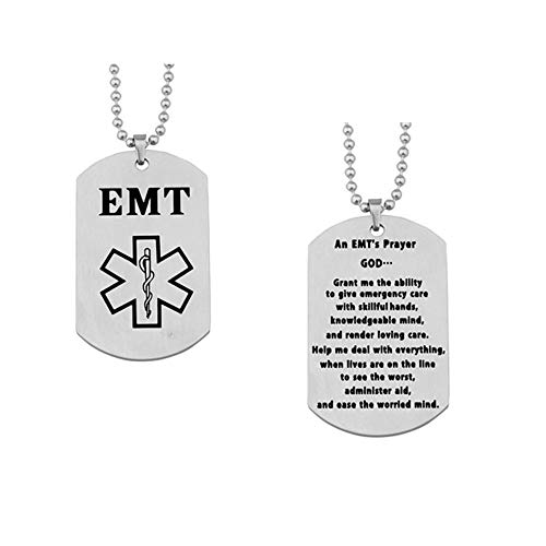 BNQL EMT Prayer Necklace Paramedic or EMT Dog Tag Jewelry Gift (Necklace)