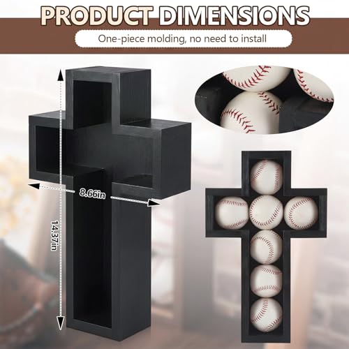 Image of Teenyyou Baseball Holder for 7 Balls, Black Wall Display Wall Mount