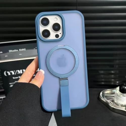Étui iPhone 12 Pro bleu support magnétique coque de téléphone mat antichoc