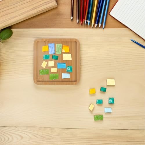 NUOBESTY 6 adet ev yapımı bambu bardak altlığı, kare, 9 x 9 x 1 cm, oluklu mozaik çalışmaları, el işi, kalın içecek altlığı, masa dekorasyonu için, ev - Görsel 5