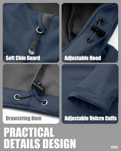 Image of 33,000ft Men's Softshell Jacket with Hood Waterproof Windbreaker Lightweight Rain Shell Jacket for Outdoor Hiking Travel
