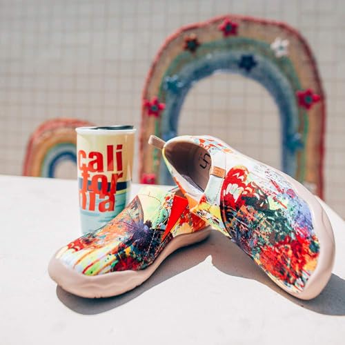 Image of UIN Women's Artistic Slip-On Shoes Vibrant Floral Casual Loafers Lightweight Comfortable Travel Footwear
