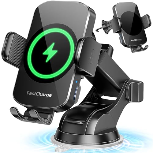 BothLin 3-in-1 Wireless Car Charger Mount, 15W Fast Charging Auto-Clamping Phone Holder for iPhone 17 16 15 14, Samsung Galaxy S24 S23, Dashboard, Vent & Windshield Car Mount(Black) by BothLin - Used condition - US$22.23