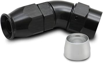 Vibrant Power 28406 Fitting, Hose End, Full Flow, PTFE, 45 Degree, Reusable, 6AN Hose, 6AN Female Thread, Aluminum, Black Anodized, use with Vibrant 18000 series PTFE Lined Flex Hose, each