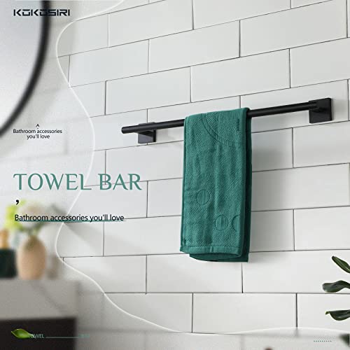 Image of KOKOSIRI Towel Rail Bathroom Towel Bars Matte Black 20 Inch Towel Holder for Bath Cabinet Kitchen Wall Mount Stainless Steel B4005BK-L20
