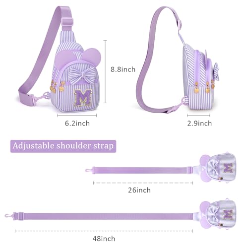 Image of Initial Purse for Girls Kids,Birthday Gifts for 3-8 Years Old | Personalized Crossbody Bag, Small Toddler Sling Bags Cute Fanny Pack, Gifts for Daughter Sister Grandkids, Purple M