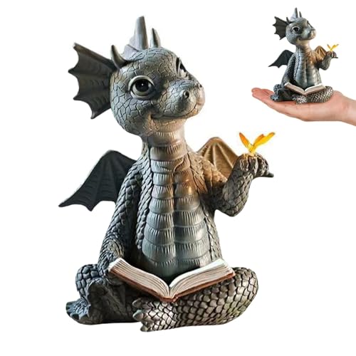 TQPXZO Gartendrachen Figuren Deko, Kunstharz Drachenskulptur Garten, Offene...