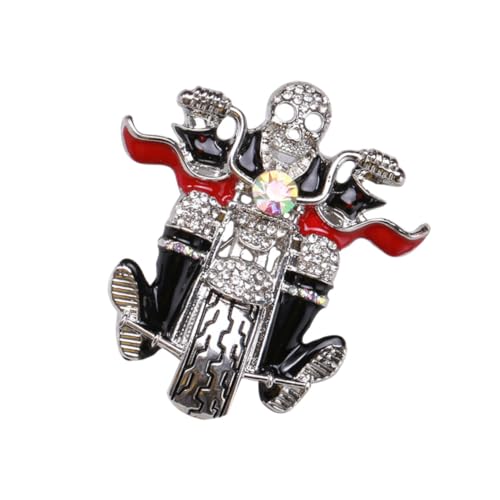 Broche tête de mort moto, bijou fête original pour décoration paquet