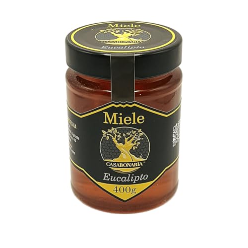 Casa Bonaria Miel de Eucalipto 400 g, Miel Artesanal, Producto en Italia, Aroma Natural, Ideal para Desayunos, Postres y Maridajes Gourmet