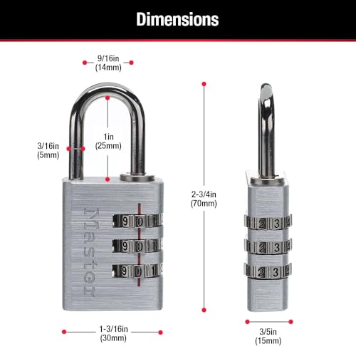 Master Lock Set Your Own Combination Lock, Aluminum, 1-3/16 in. Wide, 4 pk, 630EC4 by Master Lock - Image 2