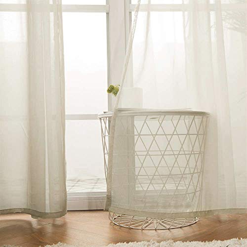 Miulee 2 Panels Solid Color Beige Sheer Curtains Elegant Grommet Window Voile Panels/Drapes/Treatment For Bedroom Living Room (54X72 Inch) #TOP3