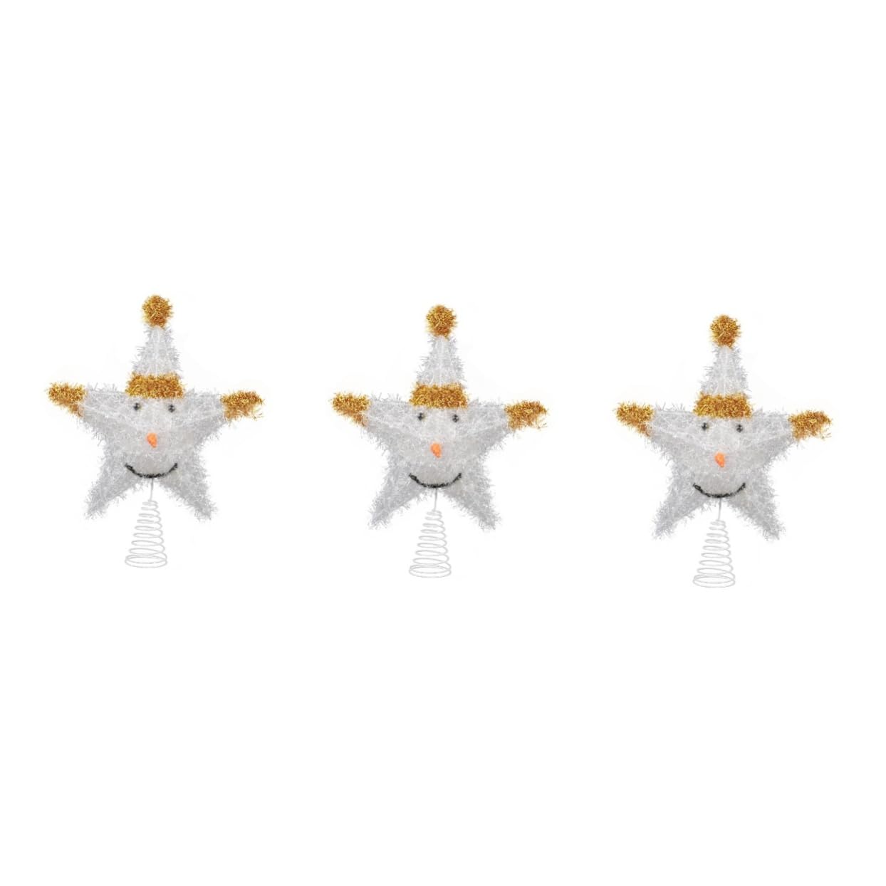 Estrella de árbol de Navidad PRETYZOOM de hierro forjado dorado con soporte estable, 3 uds