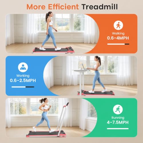 Image of FUNMILY Incline Walking Pad Treadmill with Handle Bar, Folding Treadmills for Home Small, 3.5HP Portable Treadmill with Desk, 350 lbs Weight Capacity, Walking Pad with Remote Control and LED Display