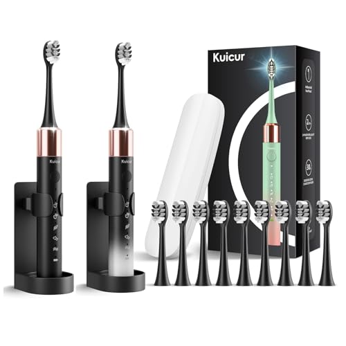 Kuicur 2 Pack Electic Toothbrush - Black and Blackwhite