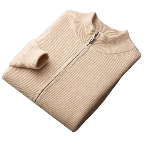 Men's Wool Top Round Neck Knitted Zipper Cardigan Thickened Warm Long Sleeved Sweater - Main Image