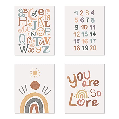 LIYAOLI Boho-Kinderzimmer-Dekoration, "You Are My Sunshine", ungerahmt, Kunstdrucke, Dekoration, 20.3x25.4 cm, 6er-Set, Boho-Regenbogen-Dekoration für Mädchen, Wanddekoration (Liebe, 27x35.6 cm)