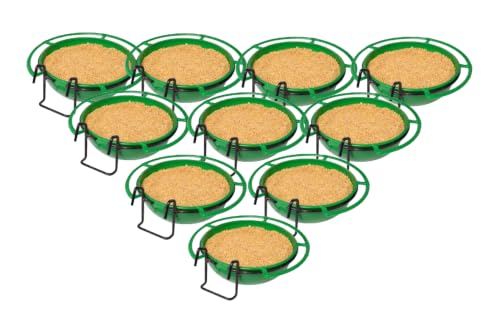 Image of Amijivdaya Bird Feeder Bowl with Iron Stand, Green, 17 CM, 2-in-1 Food and Water Feeder,