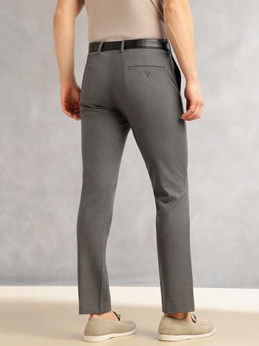 Image of Thomas Scott Men's Regular Fit Mid-Rise Solid Formal Performance Trouser | Flexi-Waist & 4-Way Stretch | 4 Pockets | Button Closure