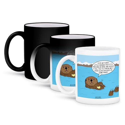 3dRose mug_61674_3 "Sea Otter Sour Grapes" Magic Transforming Mug, 11 oz, Multicolor