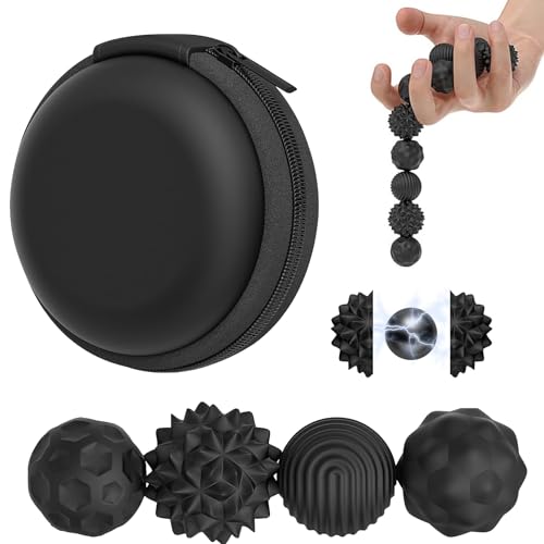 4 Pcs Bolas Magnéticas de Silicona para Adultos y Niños,Magnéticas Antiestrés, Juguetes Sensoriales para Aliviar Ansiedad y Estrés, Bolas Magnéticas Anti-Estrés,Bolas Magnéticas de Silicona (Negro)