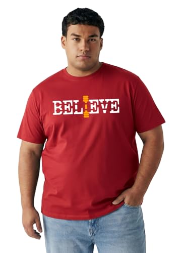 Image of Men Plus Size Printed Cotton Tee Regular Fit Round Neck Half Sleeve T-Shirt