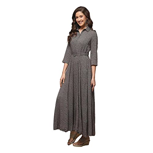 Image of BIBA Women Classic Maxi Liva Flared Printed Dress