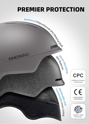 InnerKing Ski Helmet, Lightweight Adult Snowboard Helmet with Sturdy PC Shell & Shock-Absorbing EPS Foam & Soft Lining, Adjustable Snow Sport Helmets 10 Vents Men/Women - Image 4