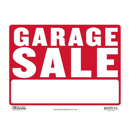 BAZIC Products Garage Sale Sign, 12 x 16 in, Weather Resistant, 360-Case