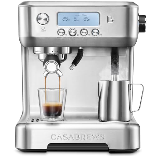 CASABREWS Neutron Pro Espresso Machine with Dual Boiler, 20 Bar Espresso Maker with Automatic Milk Frother and LCD Display, Cappuccino Latte Maker with Separate Hot Water System for Americano