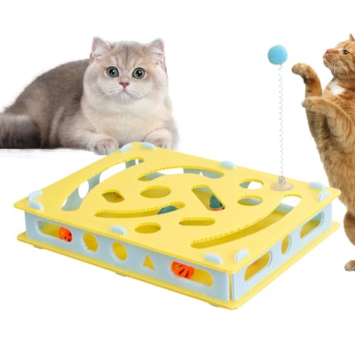 SVCEQZE Katzenpuzzle,Interaktives Intelligenzspielzeug Zur Katzenförderung - Grabkiste Mit Glockenballs, Trainingszubehör Für Katzenbeschäftigung