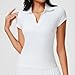 Hularka New Women's Sport Short Sleeve Golf Top - Quick Dry Deep V Collar Soft Comfort Naked Feel Outdoor Running Fitness Tennis Wear White Large