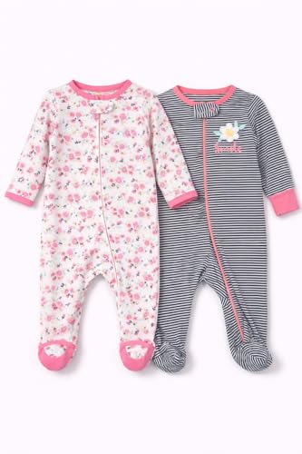 Image of TuddyBuddy Baby Girl's Cotton Printed Full Sleeves Sleepsuit /Footed Rompers for Baby Girl