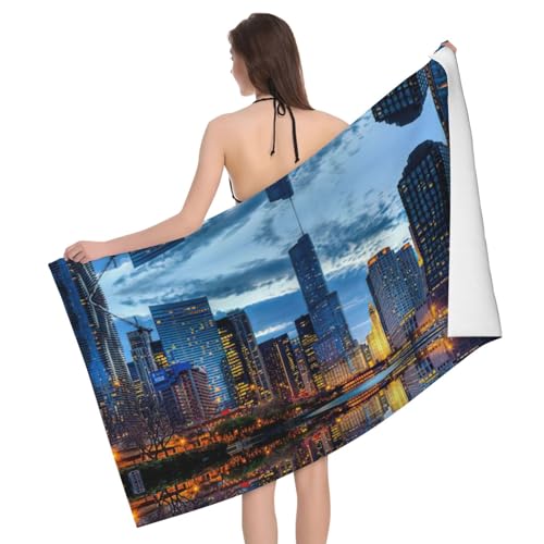 Serviette de plage séchage rapide sans sable motif Chicago Illinois