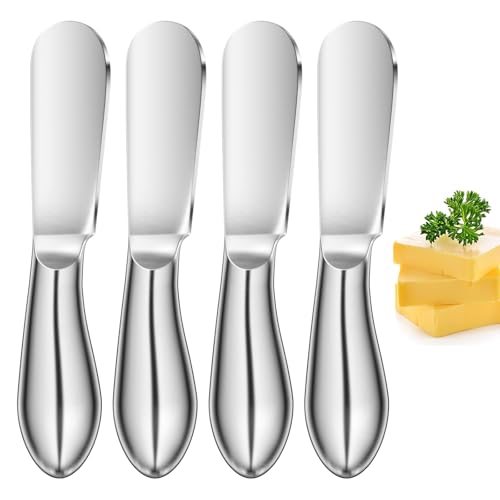 Elsrantor 4 Pièces Couteau a Beurre Debout, Coupe Beurre, Couteaux a Beurre Tartineur, Petit Couteau a Beurre Fromage en Acier Inoxydable, Butter Knives Spreader, pour Couper Beurre, Fromage