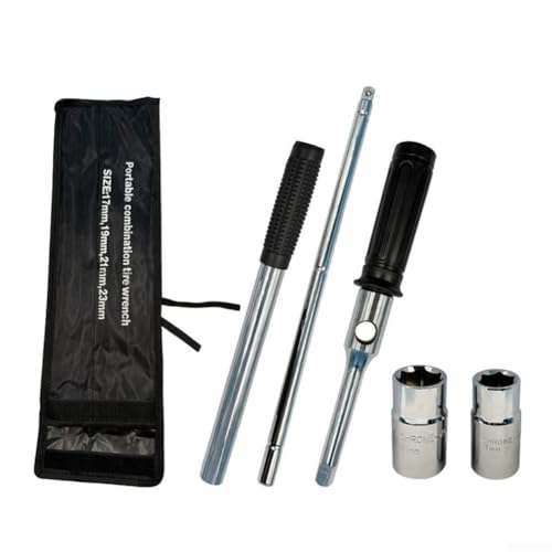 Oniissy Juego de llaves de lengüeta cruzada, herramienta de hierro para neumáticos, llave de lengüeta extendida cruzada, con construcción de acero antideslizante, 4 tamaños de enchufe para el