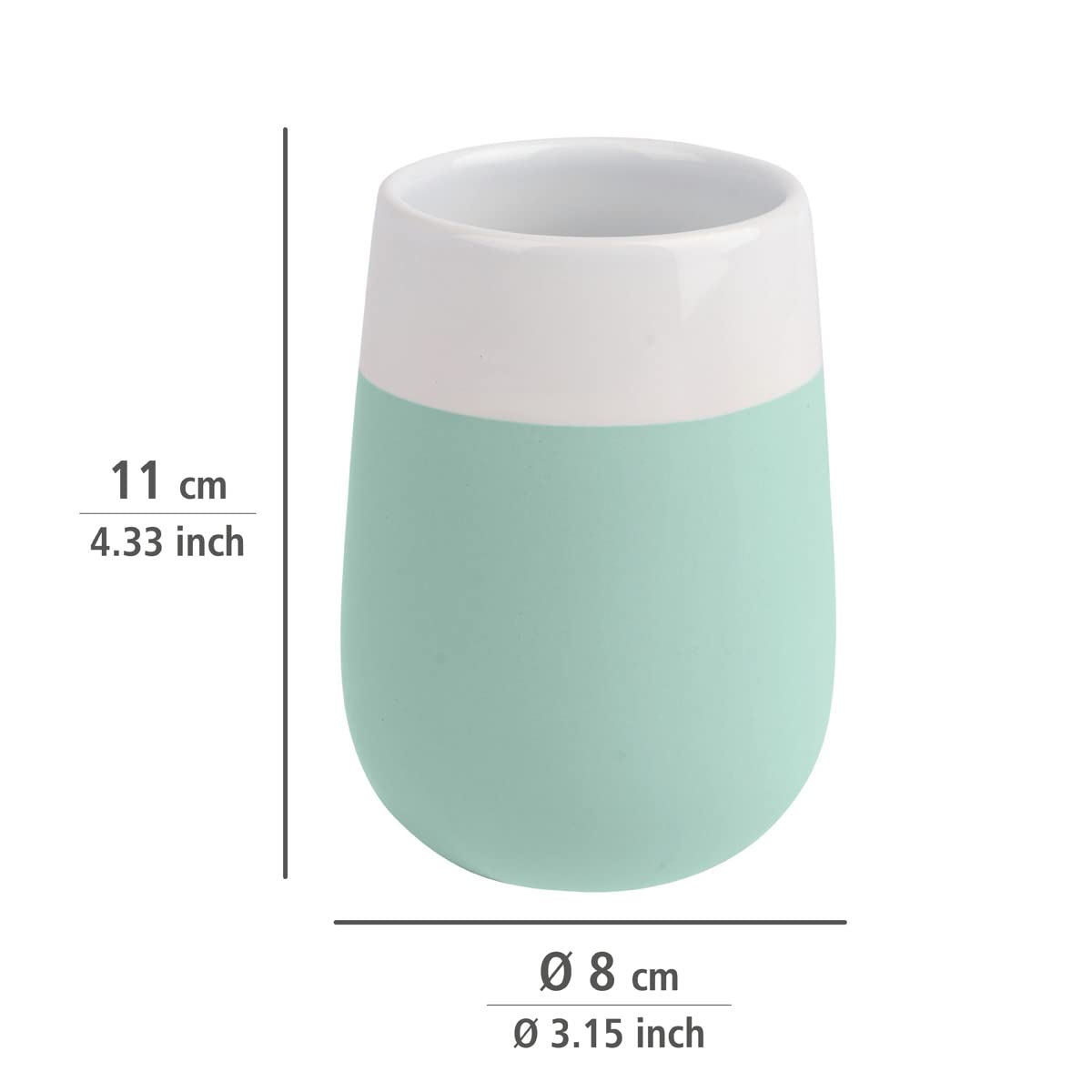 Wenko Malta Vaso para Cepillos de Dientes, Cerámica, Verde Menta, 8x8x11 cm