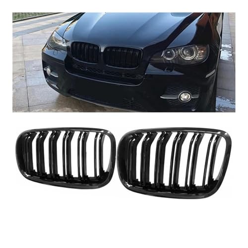 Parrilla delantera de doble listón compatible con el parachoques de coche X5 X6 E70 E71 2