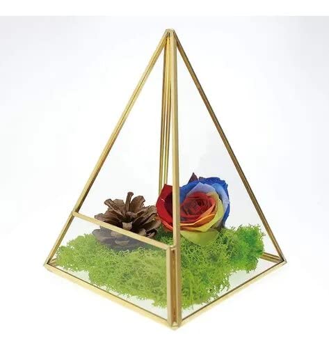 Vaso De Vidro Geometrico Decorativo Forma Pirâmide 197401