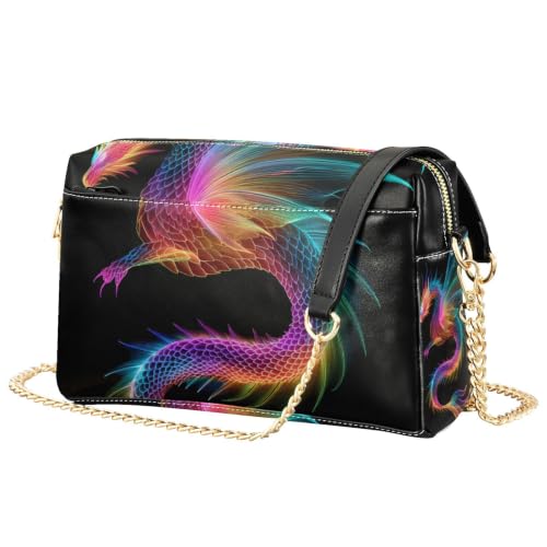 Sac à main pour femme ailes de dragon arc-en-ciel sac à bandoulière cuir