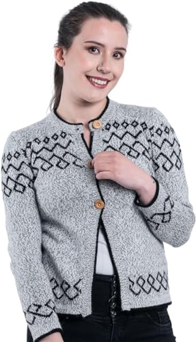 Image of Gamboa Alpaca Cardigan Sweater for Women Round Neck Knit Fall Winter Lady Womens Lightweight Dark Grey